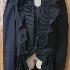 Ashro Black Women's Blouse with Fabric-Covered Buttons